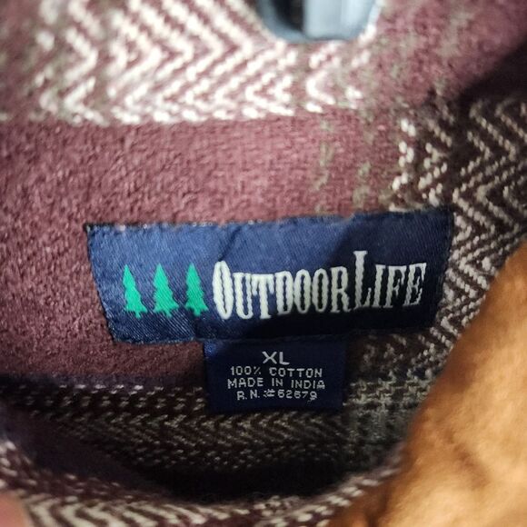 Outdoor Life Mens Plaid Pattern Faux Suede Full Button Flannel Shacket Size XL - Picture 6 of 7